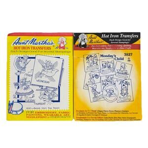 Aunt Martha's Hot Iron Transfers 3827 Mondays Child 3597 Dutch Girl Lot Of 2